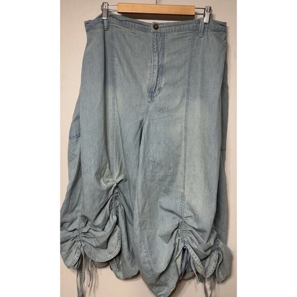 Free People Jeans Women’s Size Large Lily Fields Cinch Wide-Leg Zip Button - Picture 4 of 9